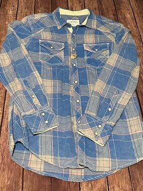 BKE Blue Plaid Casual Button-Down Shirt